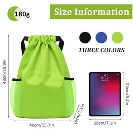 Grantop Drawstring Waterproof Bags, String Swim PE Bag, Oxford fabric Backpack Bags for men and women, for Sports School Beach Holidays Swimming Travel (Green, S)
