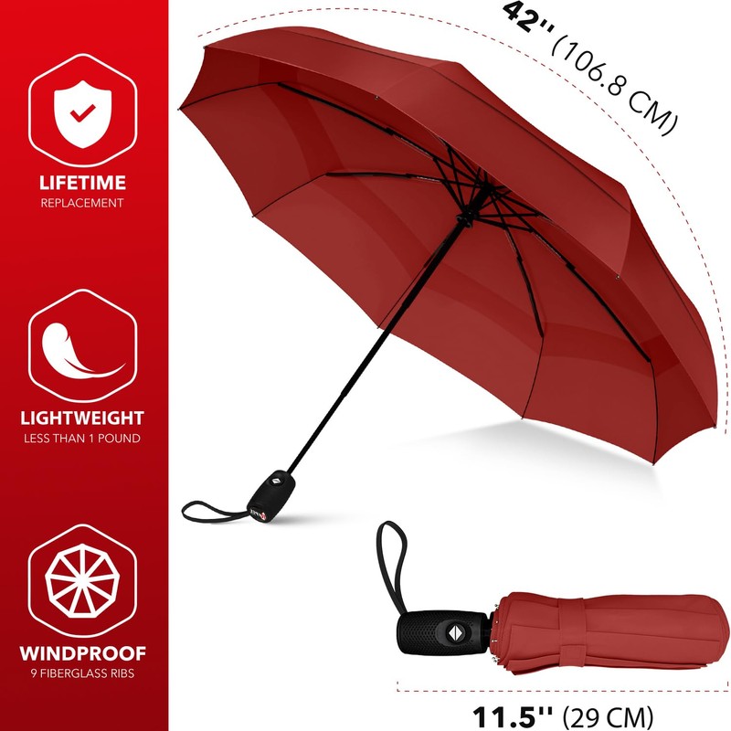 Repel Umbrella Windproof Travel Umbrella - Compact, Light, Automatic, Strong