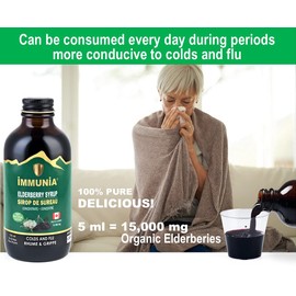 Organic Elderberry Syrup for Adults and Kids. To relieve Colds & Flu faster. Delicious taste. No sugar added. Made Canada.…