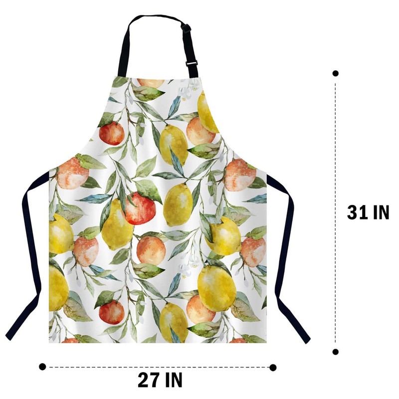 BGBDEIA Watercolor Lemon Pattern Apron Adjustable Neck Bib Apron for