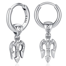 Unisex Hoop Earrings Silver 925 Small Hoop Earrings Gothic Earrings for Men Sleeper Earrings Birthday Gifts Jewellery for Men Women, Silver