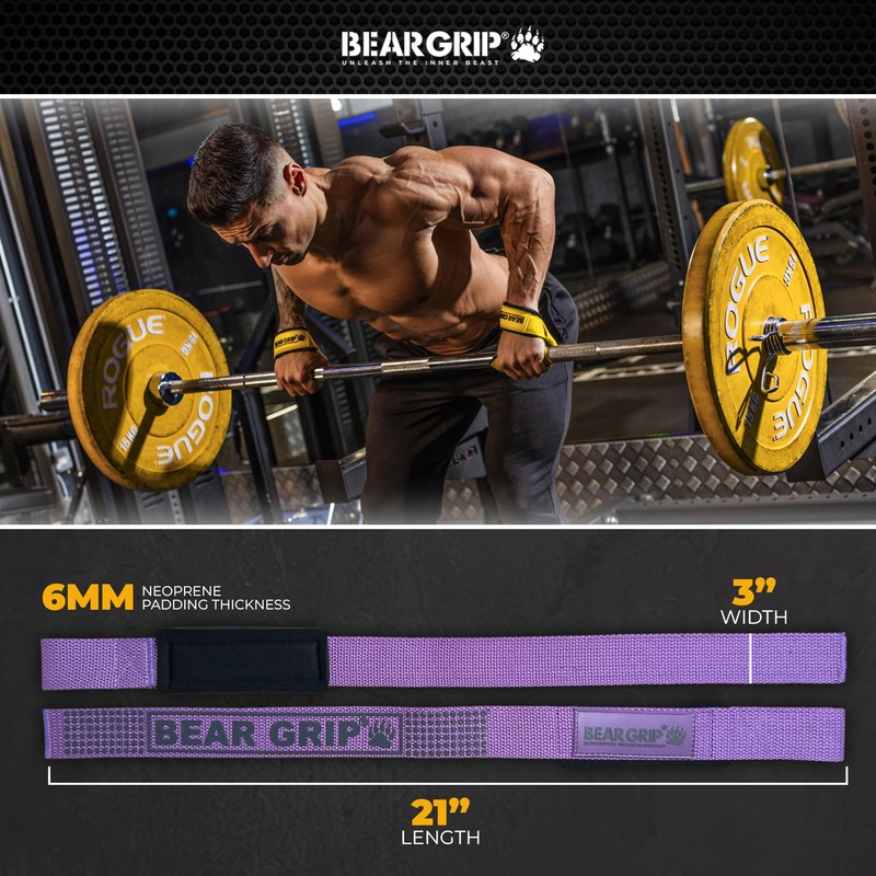 BEAR GRIP Straps - Premium Neoprene padded Heavy Duty double