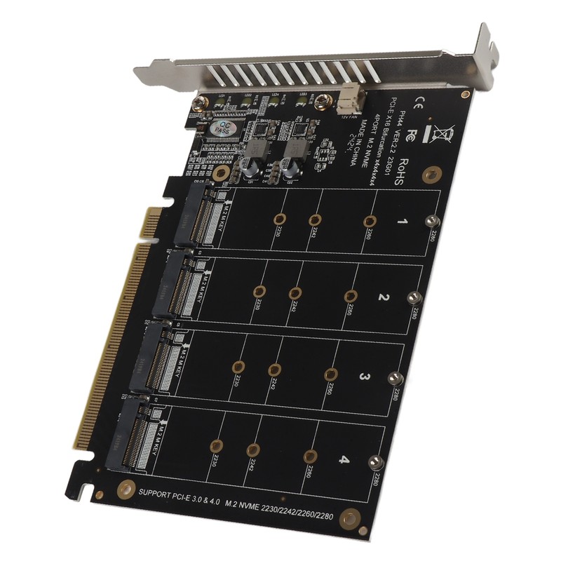 Adapter Card 4 Port M.2 NVMe SSD to PCIE X16