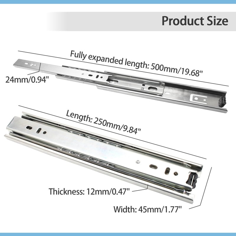 Dijedev 10 Inch Full Extension Ball Bearing Drawer Slides, 1