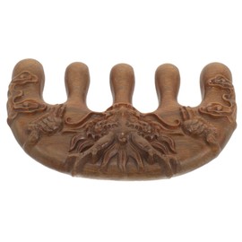 SAFIGLE Wide Tooth Comb for Curly Hair Green Sandalwood Scalp Massage Comb Elegant Carved Design for Styling Daily Use Unisex Hair Care Tool