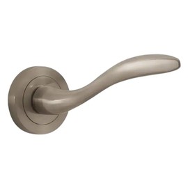 Designer Levers - Jasper Lever on Rose Door Handle - Ergonomic Design - Brushed Nickel - 1 Pair - Fixings Included - Interior Use