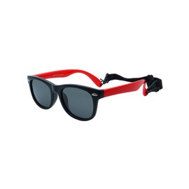 FOURCHEN Flexible polarisierte Baby-Sonnenbrille für Kleinkinder und Kleinkinder, mit Riemen, Alter 0–3 Jahre, schwarz / rot, Small