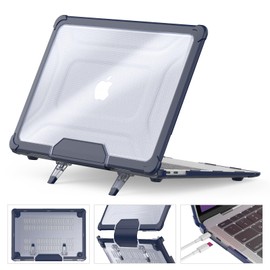 SEYMCY Case Compatible with MacBook Air 13 inch Case M1 2020 2018, Anti-Scratching Protective Hard Shell Cover with Foldable Stand (A2337 A2179 A1932), Navy Blue