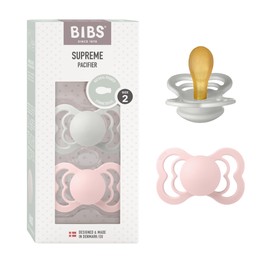 BIBS Pacifiers - Supreme Collection | BPA-Free Baby Pacifier | Made in Denmark | Set of 2 Blossom/Haze Color Premium Soothers | Size 0-6 Months