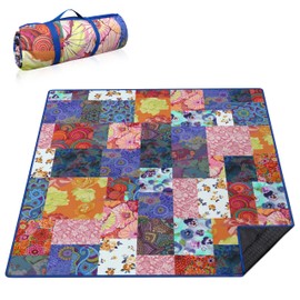 Supfitness Extra Large Picnic Blankets Waterproof Foldable (80 "x 80") Beach Blanket Waterproof Sandproof,3-Layer Thicking Mat Outdoor Packable Camping Blanket