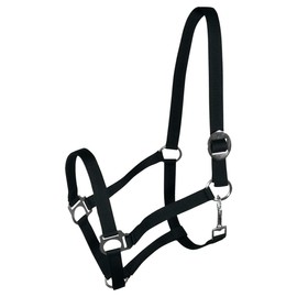 York Nylon Headcollar Headpiece Adjustable with Sliding Buckle Harmony Horse Halter (Pony, Black)