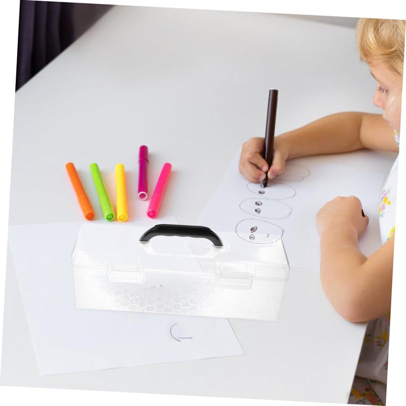 Tofficu Artist Paint Brush Storage Box Tool Organizer Plastic Storage