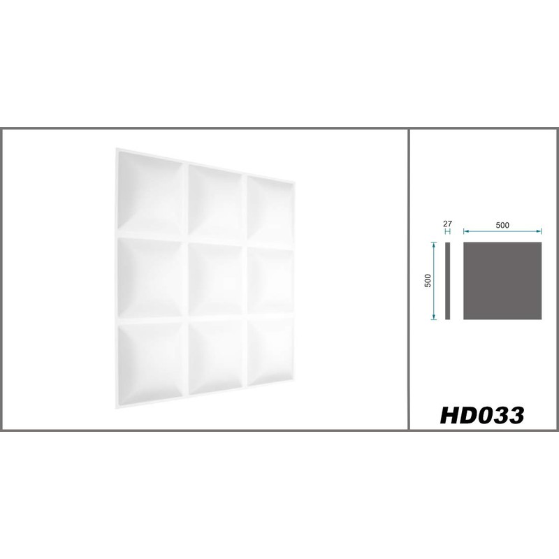 HEXIM 3D Wall Panels, PVC Plastic, White, Pyramid Design Panels,