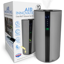 Air Innovations AI-104 Ultrasonic Cool Mist Humidifier for Large Bedroom – Quiet Cool Diffuser with 3.5L Tank, 35-Hour Runtime, Auto Shut-Off, Top-Fill Design – Ideal for Home, Baby, & Plant Rooms