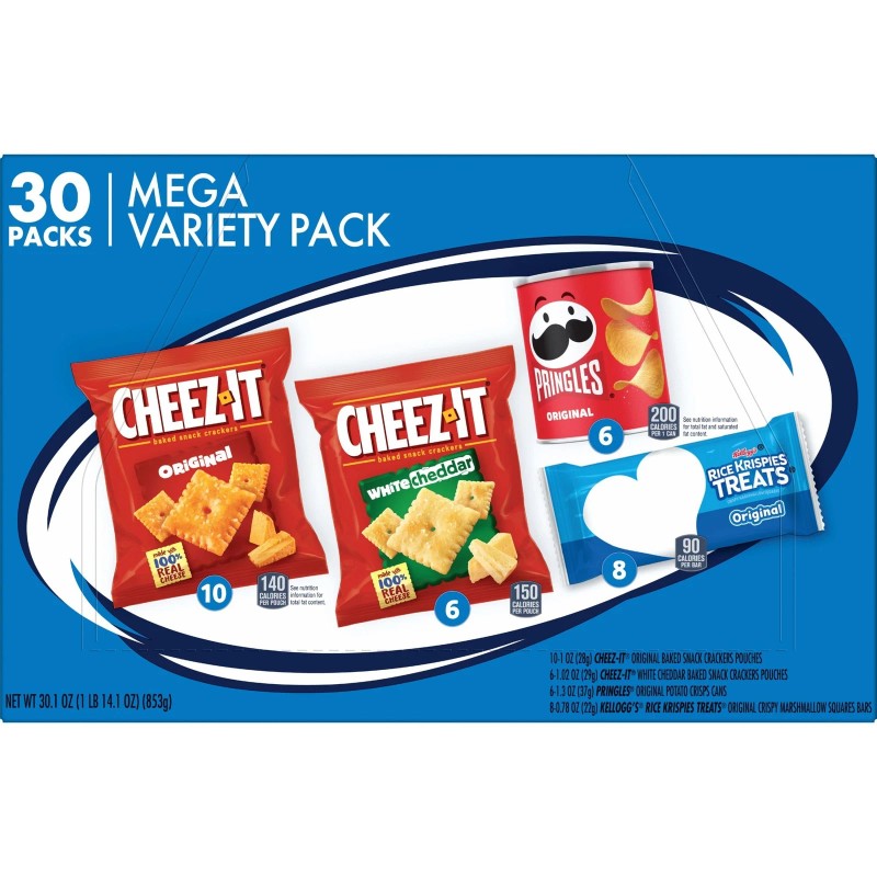 Cheez-It Kellogg's Mega Variety Pack 30.1oz Cheez It Pringles Rice