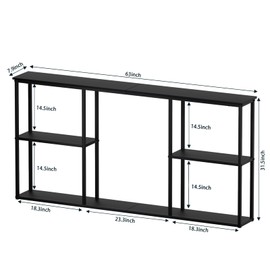 WOHOMO Black Console Table,3-Tier Small Entryway Table,Long Sofa Table for Hallway,Living Room(63 inch)