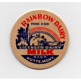 Milk Bottle Cap - Rainbow Dairy - Butte, Montana - PHONE 2-5121 -- 1 5/16"