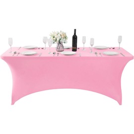 6ft Stretch Spandex Table Cloth for Standard Folding Tables - Universal Rectangular Fitted Tablecloth Protector for Wedding