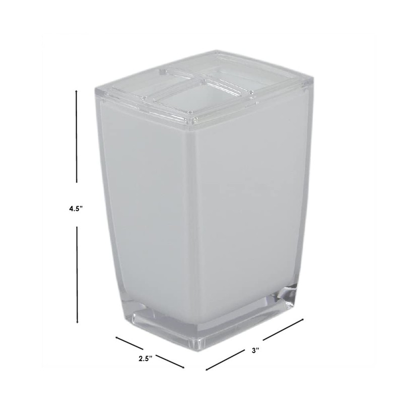 Home Basics Break-Resistant Plastic Toothbrush Holder Tumbler for Bathrooms, White