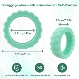 EKIND Luggage Wheel Covers, Thickened Anti-Skid & Scratch-Resistant Protectors for Suitcases, Luggage Accessories (8 Pcs, Light Green)