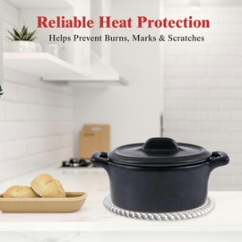 CATIFLIN 8 Inch Heat Resistant Trivets for Hot Dishes, 5-Pack Cotton Woven Pot Holders & Hot Pads Set – Kitchen Countertop & Table Protector, Home Essentials Decor