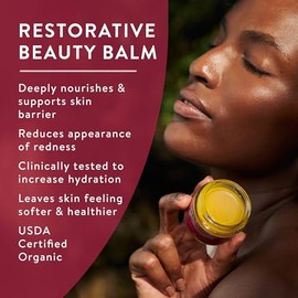 Badger Rose Beauty Balm, tratamiento nutritivo 100% orgánico para cara, cuello y manos con aceite esencial de rosa puro, hidratante facial intensivo d