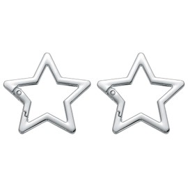 PATIKIL 42mm Star Shaped Spring Snap Keychain Clip, 2 Pack Metal Trigger Keychain Hook Clip Key Holder for Purses Wallet Handbag, Silver Tone