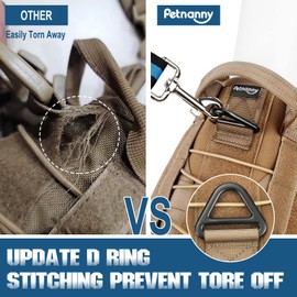 PETNANNY Tactical Dog Harness - Service Dog Harness Emotional Support Dog Vest for Medium Large Dogs, No Pull ESA Dog Vest with Hook & Loop, Working Molle Vest for Training Huntin(Khaki,M)