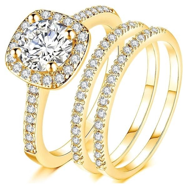 Women's diamond studded gold ring suitable for engagement and marriage