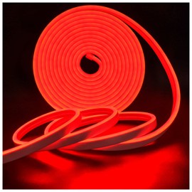 Tesfish Neon LED Strip Light, Red Colour LED Strip DC 12 V 5 m 120 LEDs/M Total 600 LEDs Flexible LED Light Strips for Bedroom, Bar, Playroom, Birthday, Christmas Party