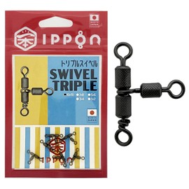 IPPON Triple Swivel, Made in Japan, Stainless Steel, Salkan, Value Fishing, Rigging (#10 x #10/6 Pieces/Strength: 41.9 x 22.0 lbs (19 kg) x 22.0 lbs (10 kg)