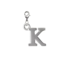 Daio Seisakusho PE1000 Initial Alphabet Charm, Number Charm, Necklace, Pendant, Charm Parts, Includes C-25 Lobster Claw Clasp, Brass Silver Zinc, No Gemstone