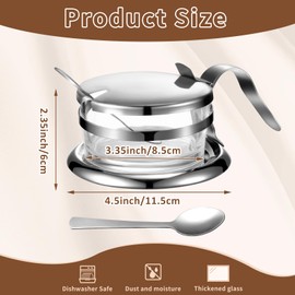 Honeydak 2 Set Stainless Steel Endurance Salt Server with Spoon Salt Cellar with Spoon Containers for Countertop, Seasoning Storage for Kosher, Sea, Candy, Pepper, Heavyweight Seasoning Jar