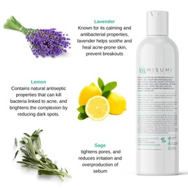 Misumi Acne Body Wash 120ml (4oz) - Keratosis Pilaris Treatment, Body & Back Acne Treatment - Salicylic Acid, Glycolic Acid AHA Body Wash for Men & Women Bacne