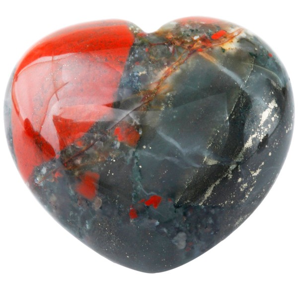 SUNYIK Natural Africa Bloodstone Carved Puff Heart Pocket Stone,Healing Palm Crystal Pack of 1(1.6")