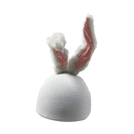 kowaku Snow Ski Helmet Cover Ski Helmet Decoration Creative Skiing Helmet Covers Winter Rabbit Ears Helmets Accessories Knitted Cap, White