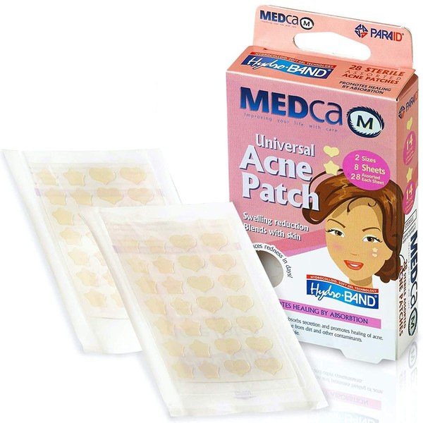 MEDca Acne Patches - (Pack of 112) Pimple Dot Treatment Hydrocolloid Bandages that Absorb Zit Concealer Heart and Star Shapes