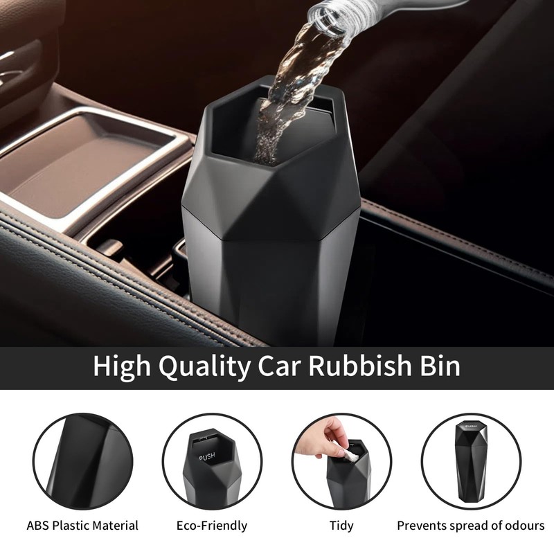 ZUYIST Car Bin Interior, Car Rubbish Bin with Lid, Mini
