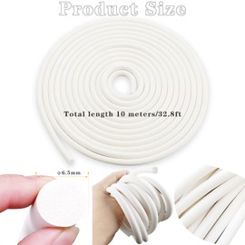 Backer Rod 1/4 Inch, EPDM Rubber Foam Caulk Saver 32.8' White Weather Strip Seal Concrete Expansion Joint Filler Concrete Crack Filler EPDM Rubber Backer Rod Gap Filler for Gaps and Joints