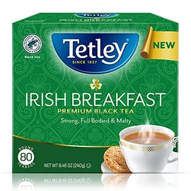 Tetley Irish Breakfast Premium Black Tea, 80 Tea Bags, Rainforest Alliance Certified