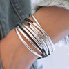 Lizzy Classic Natural Black Leather and Silver Wrap Bracelet Necklace