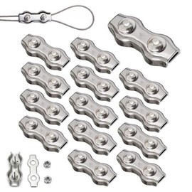 Pack of 14 Duplex Clamp M4 Rope Clamp Wire Rope Clamp 304 Stainless Steel Wire Rope Clips Duplex Clips for 4 mm Steel Cable Rope Rigging