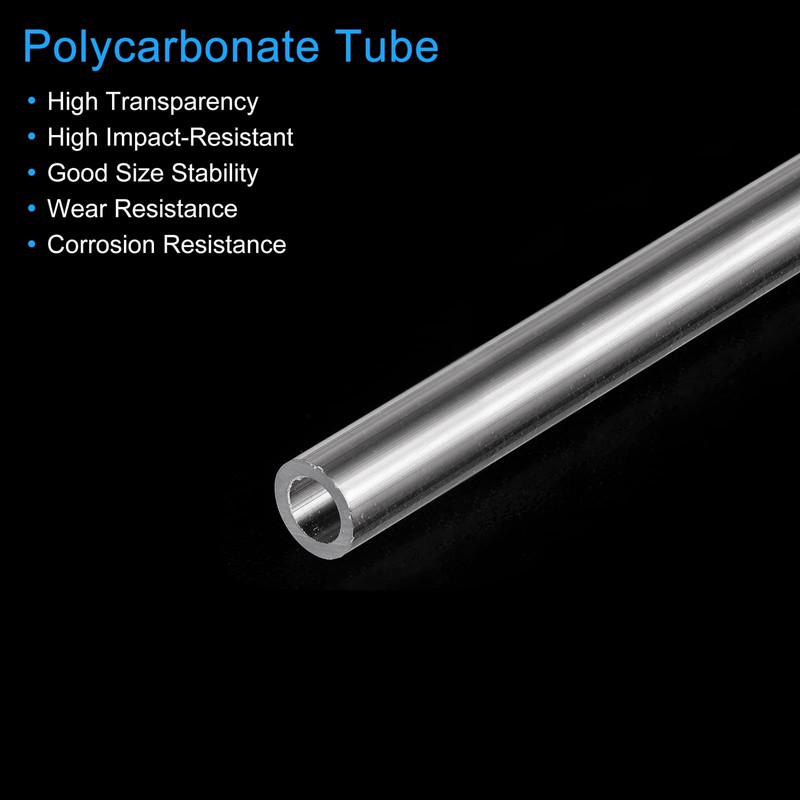 sourcing map Plastic Pipe Rigid Polycarbonate Round Tube Clear 0.2