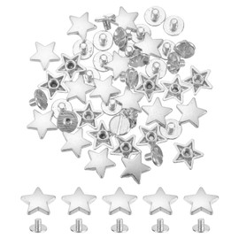sourcing map 24 Sets Metal Star Rivets Studs, 12mm Star Rivets Screw Nailhead Punk Rivets, Metal Leather Rivets for Leather Craft Clothing Bags Belts, Silver