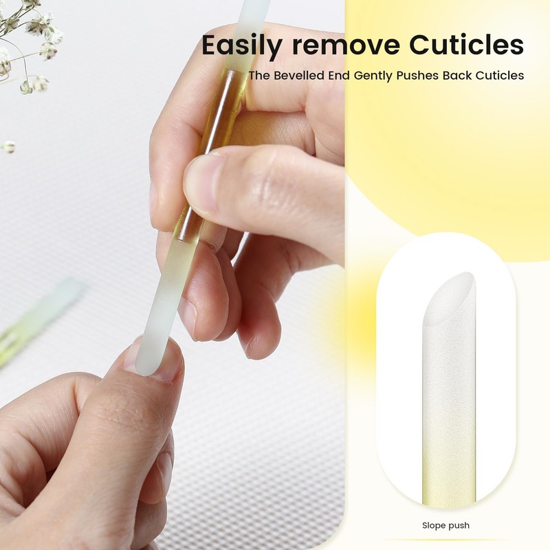 BEZOX 2 Pieces Glass Cuticle Pusher - Double Ended Manicure