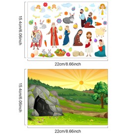 30 Pieces Make an Easter He Lives Sticker Scenes Resurrection Stickers Includes 15 Paper Background Stickers and 15 Sticker Sheets, Mix and Match Sticker for Easter Party, Spring Classroom Activity
