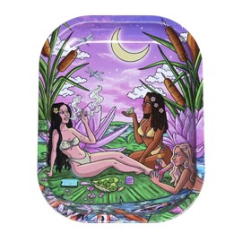 Rolling Trays Premium Metal Tray with Design - Perfect Size for Home Or Travel Accessories 7''X 5.5'',Beauty