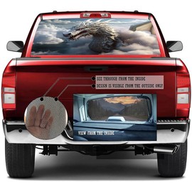 Cool White Dragon Rear Window Decal Wrap Graphic, Abstract Nature Animal Clouds Vinyl Window Film Truck Back Window Decals,Pickup Trucks Back Window Stickers 66 x 22 inch, Style-2