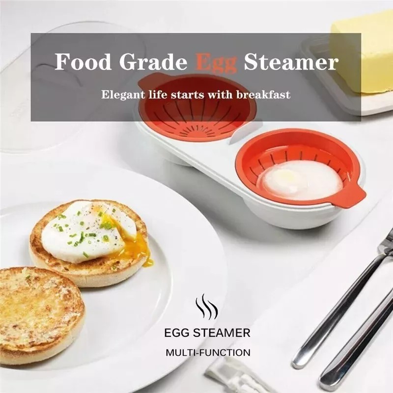 Generic Escalfador De Huevos, Doble Taza, Vapor/microondas