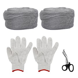 Tiardey Steel Wool Mice Blocker Wire Wool with Work Gloves and Scissor for Sealing Gaps Cleaning Polishing